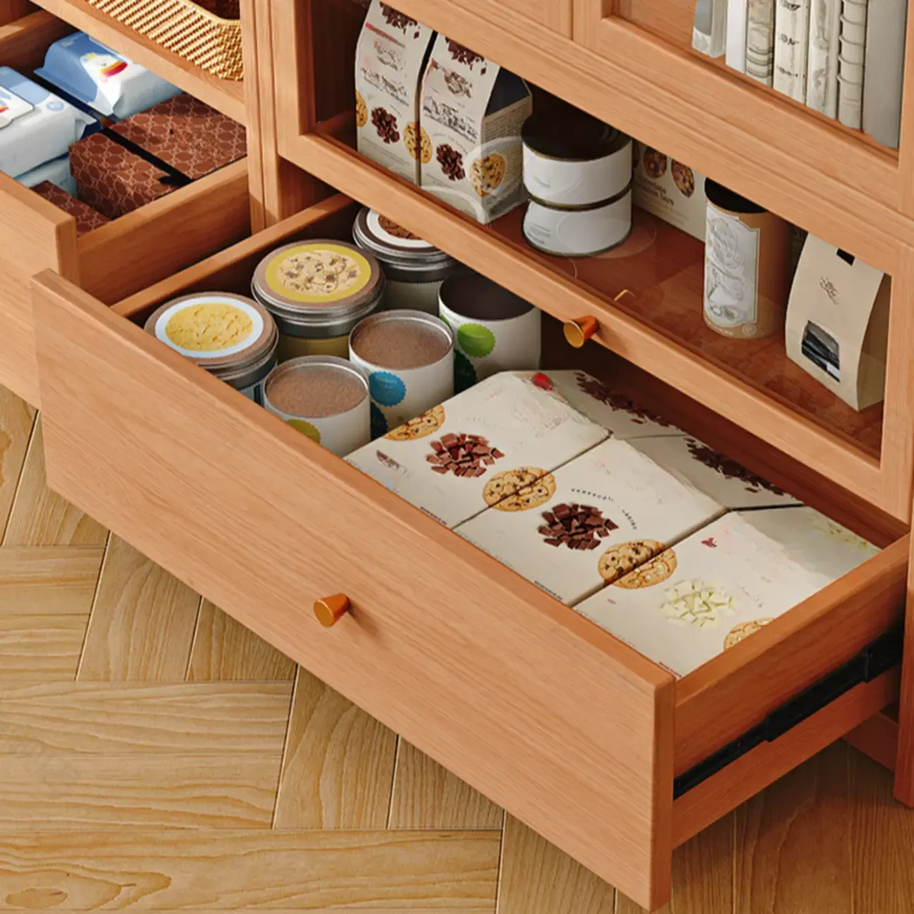 78.7''H Modern Cherry Wood 5-Tier Display Bookcase Image - 8