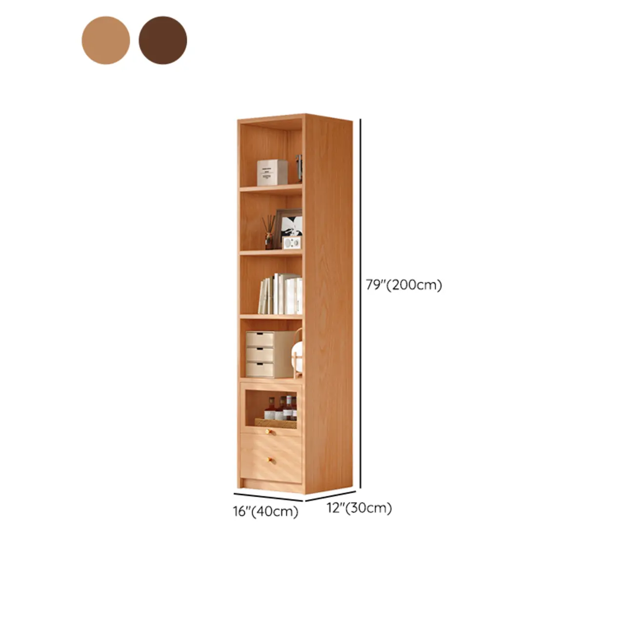 78.7''H Modern Cherry Wood 5-Tier Display Bookcase #size | homeyfad