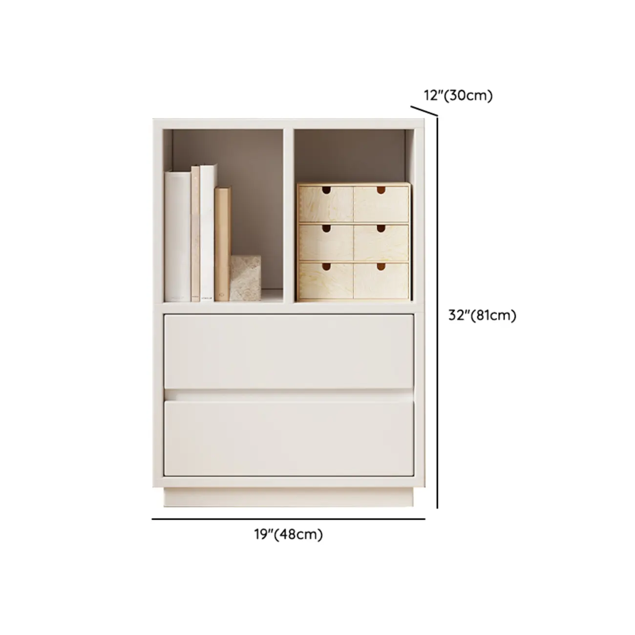 Modern Closed Back 3-Tier White Wood Storage Bookcase Image - 7 | homeyfad
