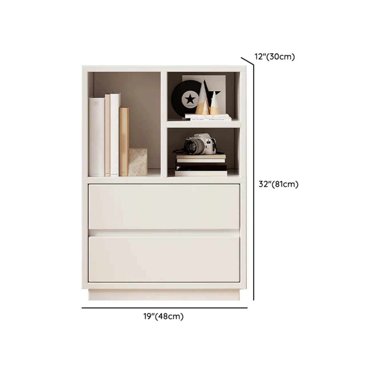 Modern Closed Back 3-Tier White Wood Storage Bookcase Image - 8 | homeyfad