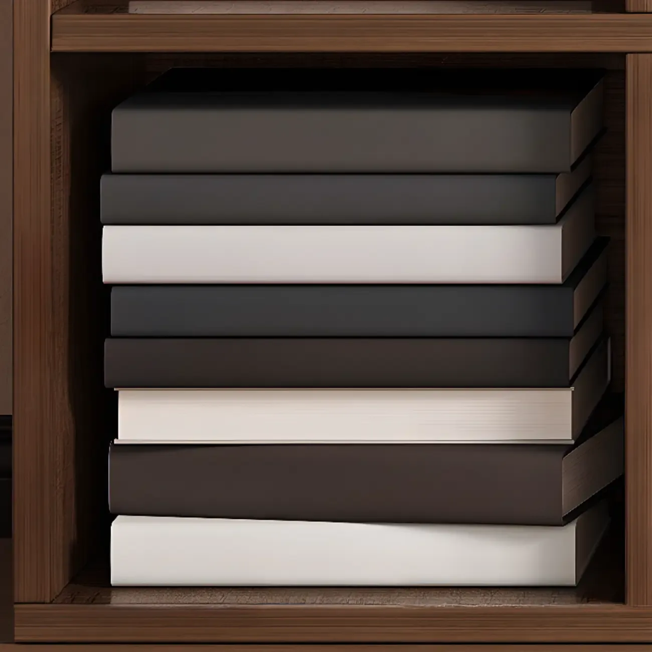 Simple Walnut 8-Cube Wood Bookcase Image - 3