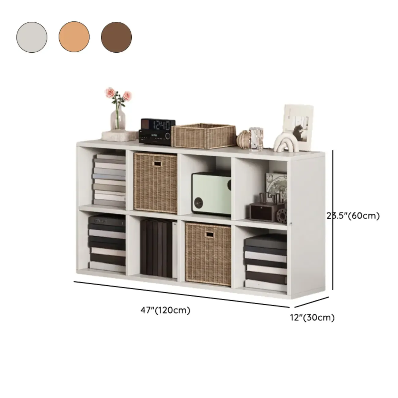 Simple Walnut 8-Cube Wood Bookcase Image - 16