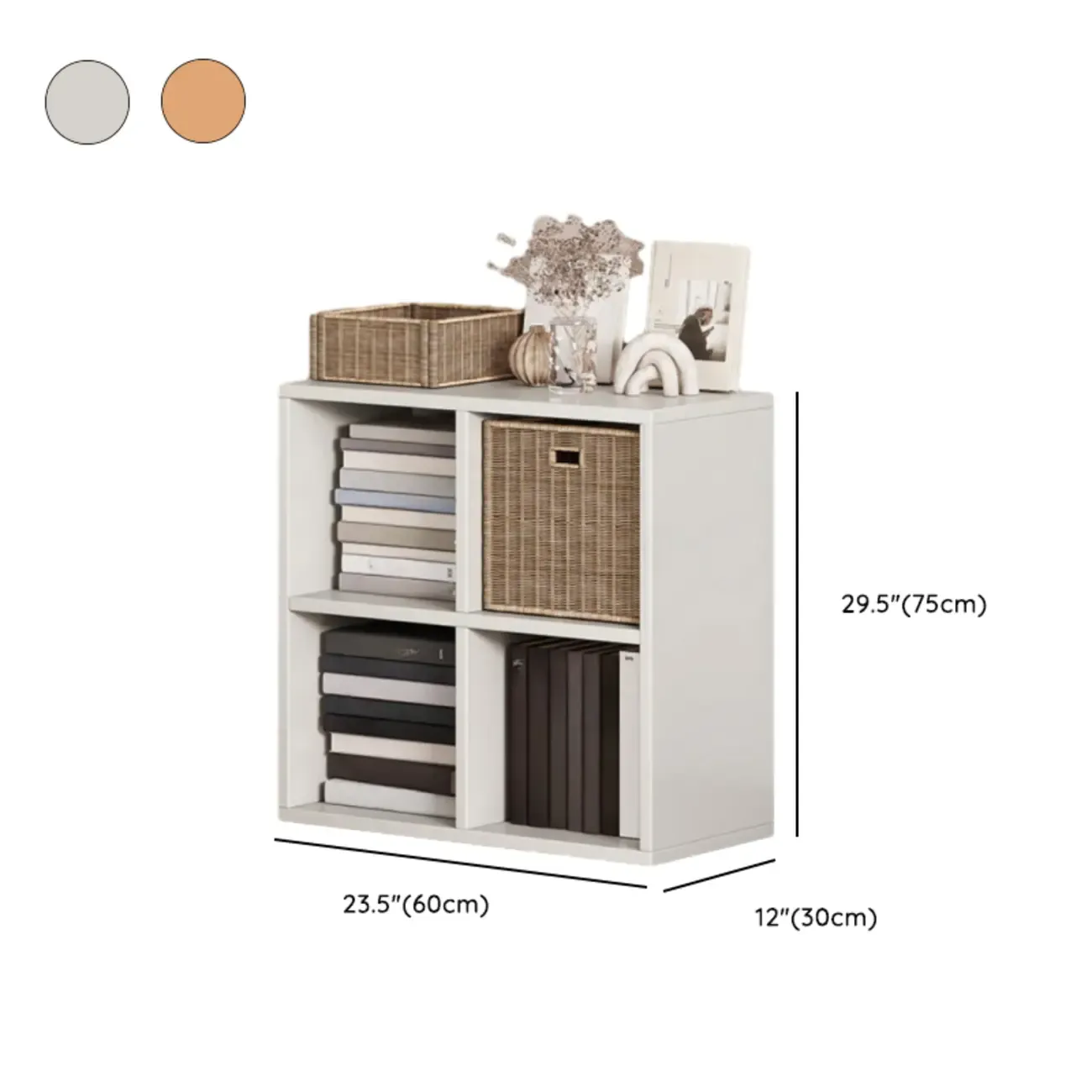 Simple Walnut 8-Cube Wood Bookcase Image - 19