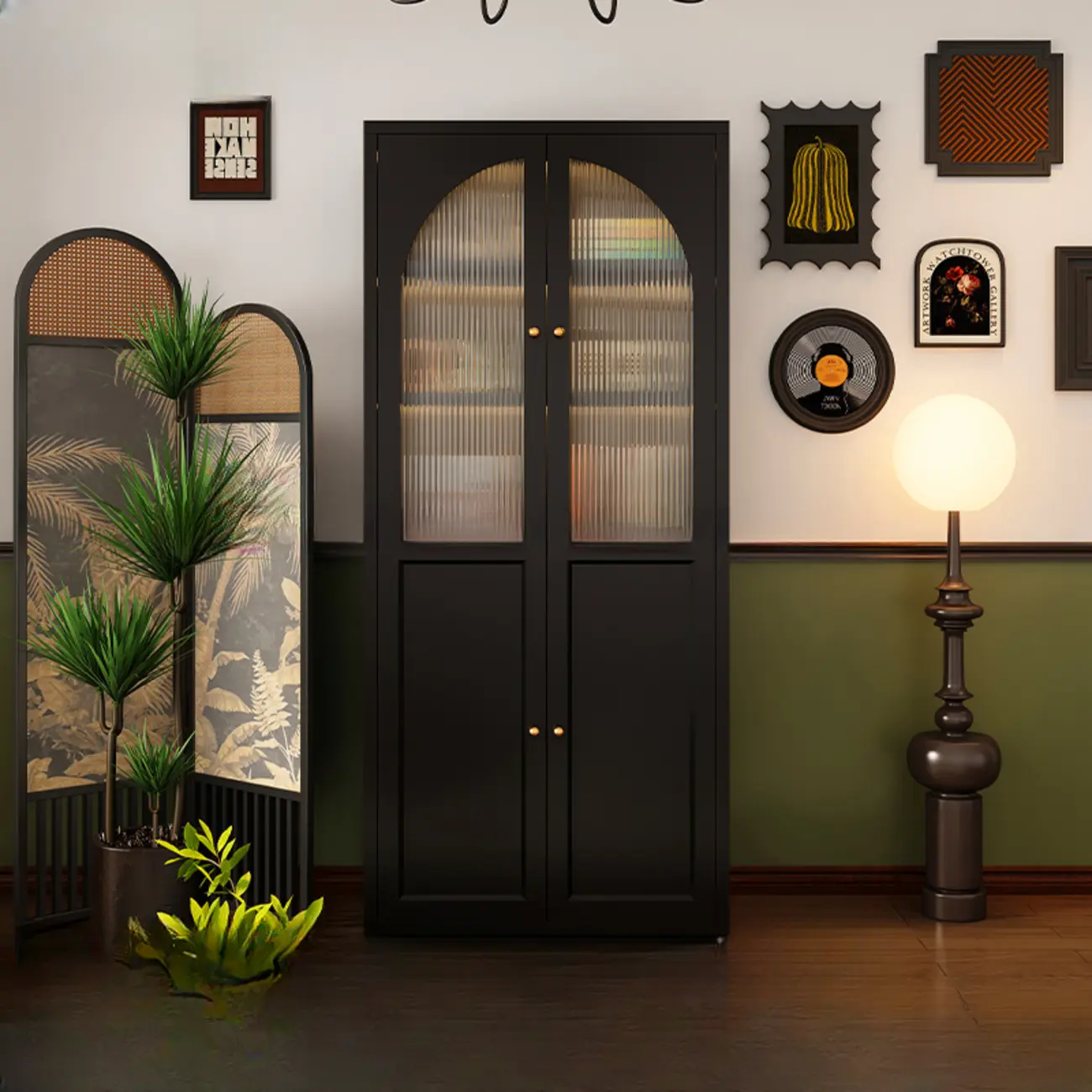 Contemporary Black Metal Bookcase with Glass Doors Image - 14 | homeyfad