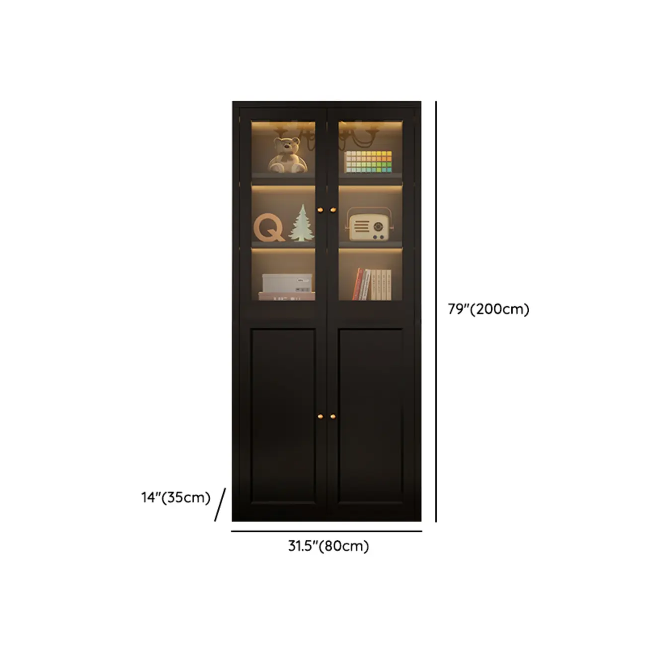 Contemporary Black Metal Bookcase with Glass Doors Image - 17 | homeyfad