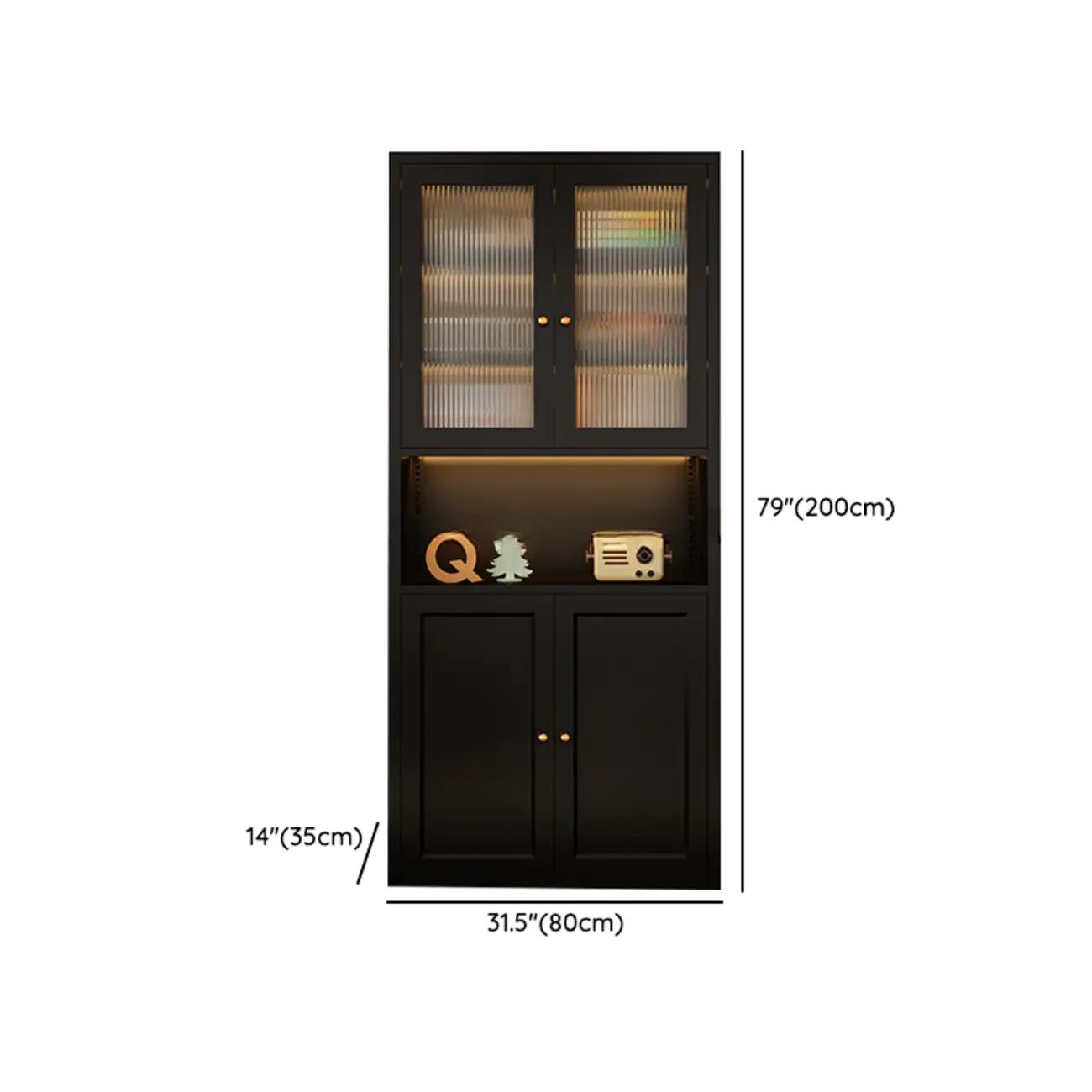 Contemporary Black Metal Bookcase with Glass Doors Image - 20 | homeyfad