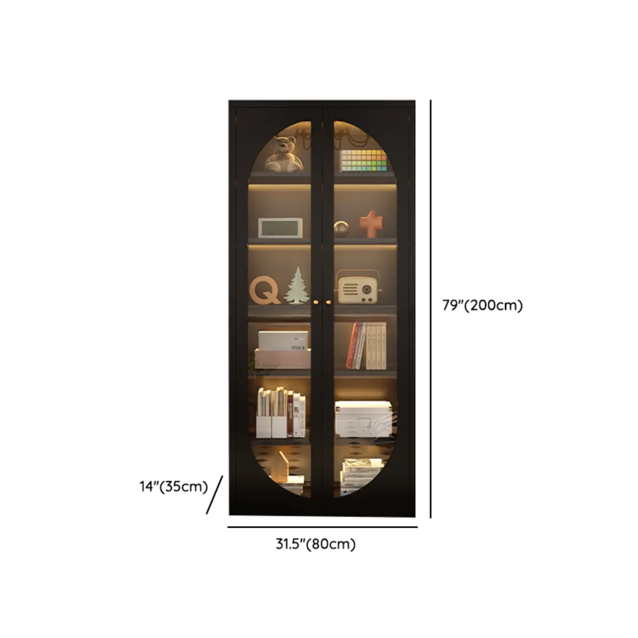 Contemporary Black Metal Bookcase with Glass Doors Image - 21 | homeyfad