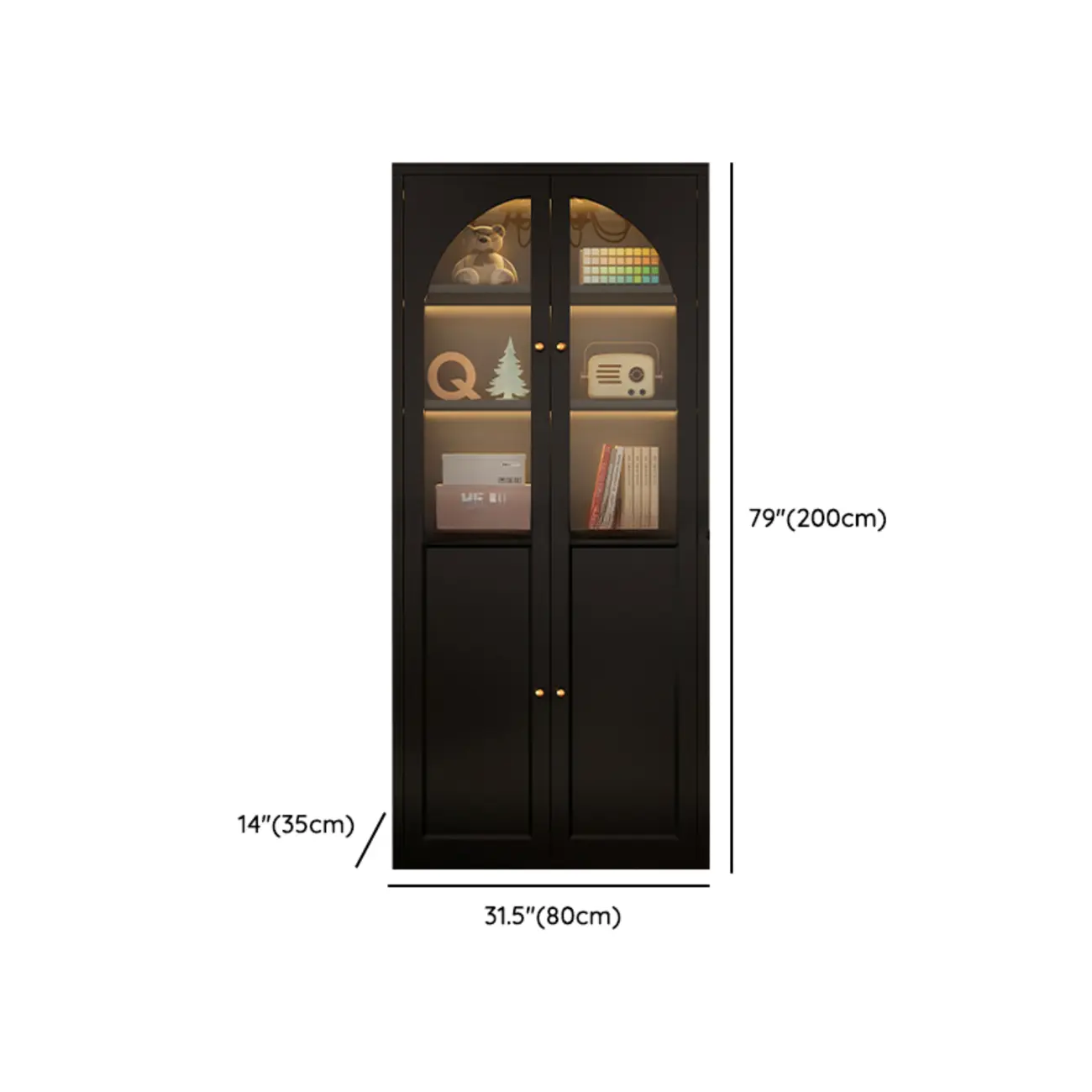 Contemporary Black Metal Bookcase with Glass Doors Image - 23 | homeyfad