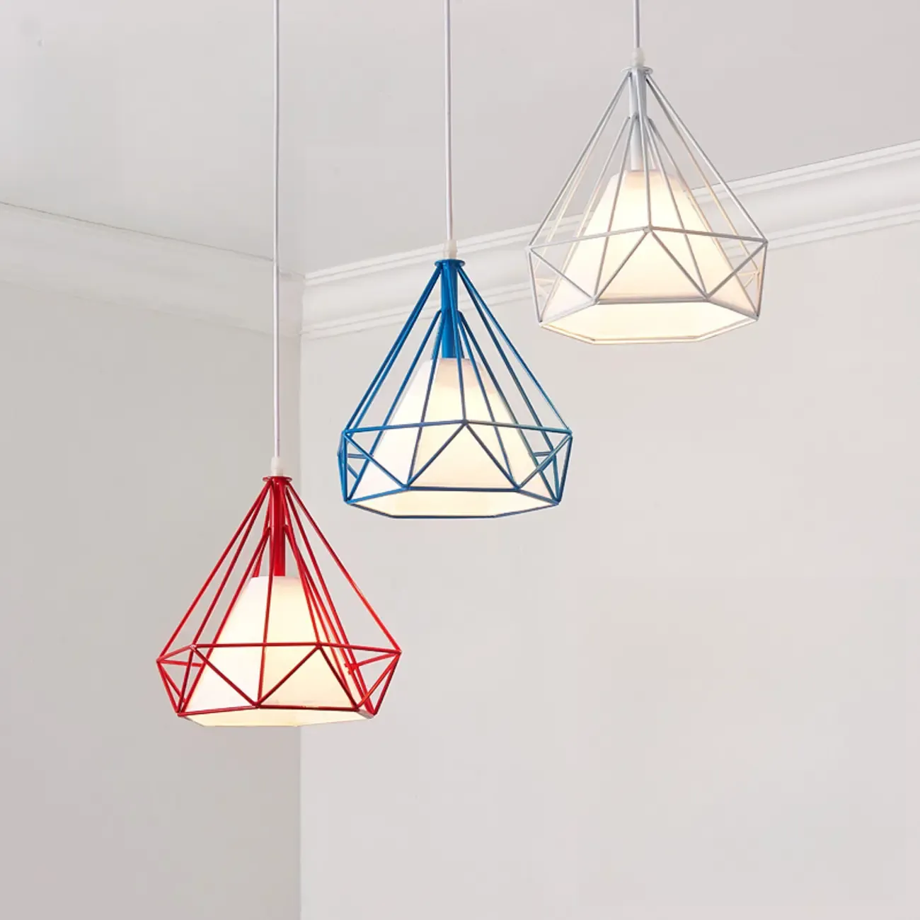 3-Light Modern Metal Gold Rhombus Island Light for Kitchen Image - 3