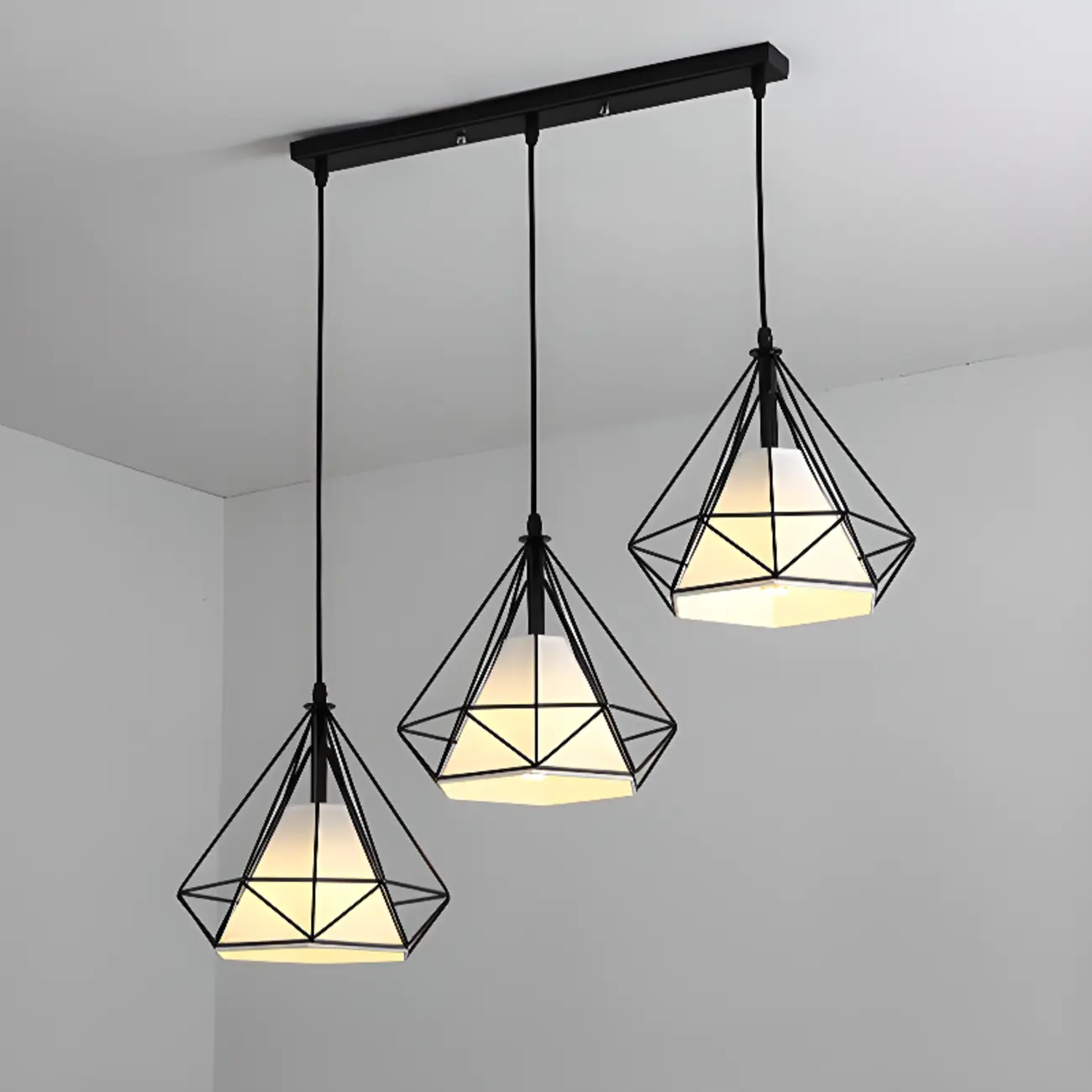 3-Light Modern Metal Gold Rhombus Island Light for Kitchen Image - 4 | homeyfad