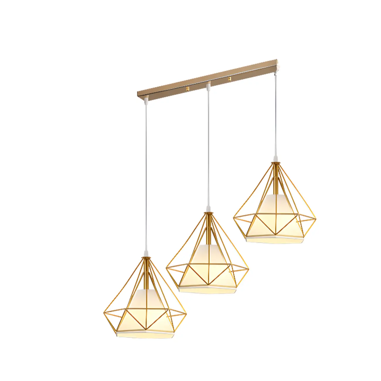 3-Light Modern Metal Gold Rhombus Island Light for Kitchen Image - 5 | homeyfad