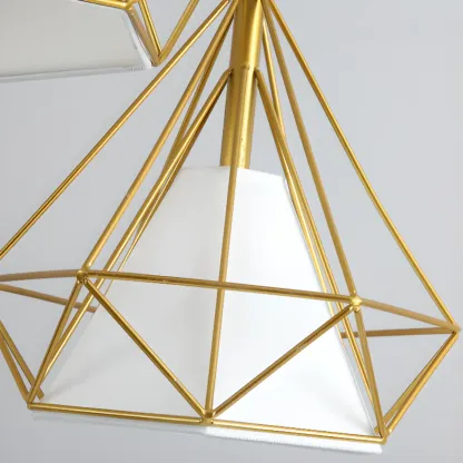 3-Light Modern Metal Gold Rhombus Island Light for Kitchen Image - 6