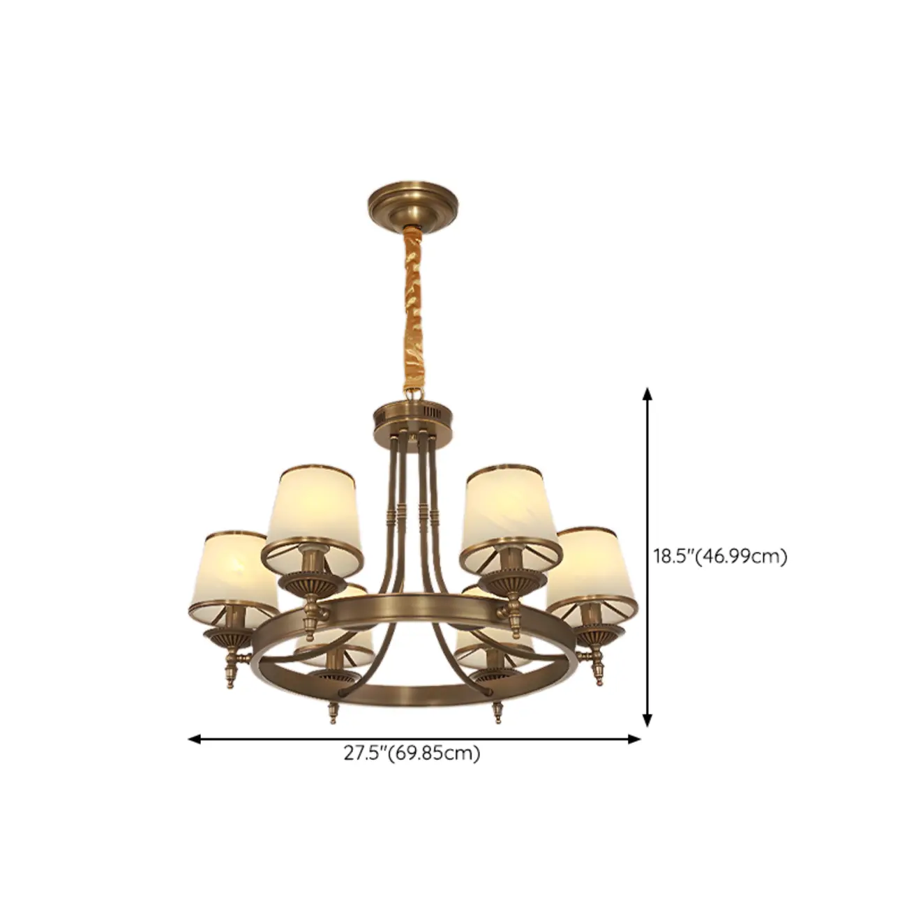 Adjustable Metal Vintage Hoop Chandelier with Shade #size