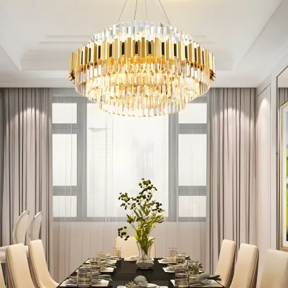 Modern Design Luxury Gold Crystal Round Chandelier Image - 2