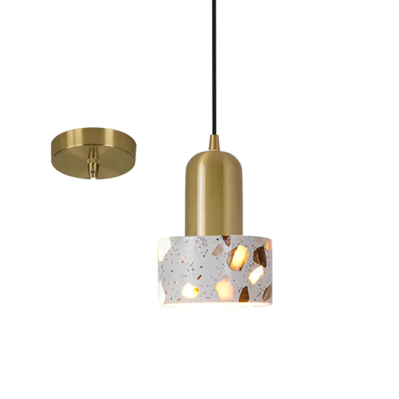 Modern Cylinder Marble Stone Adjustable Pendant Lighting Image - 6 | homeyfad