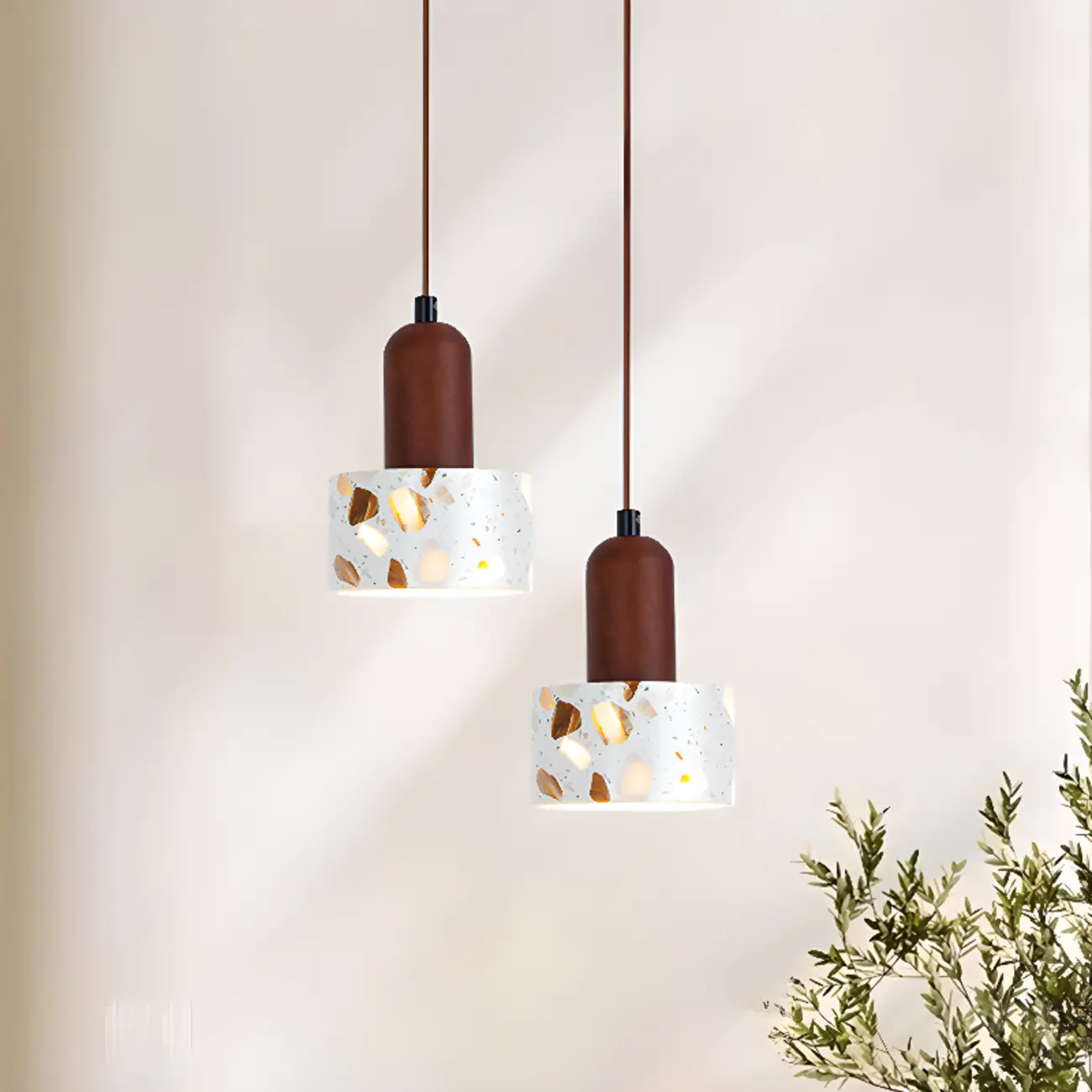 Modern Cylinder Marble Stone Adjustable Pendant Lighting Image - 3 | homeyfad