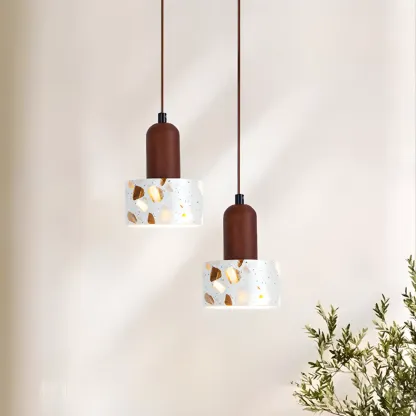 Modern Cylinder Marble Stone Adjustable Pendant Lighting Image - 3