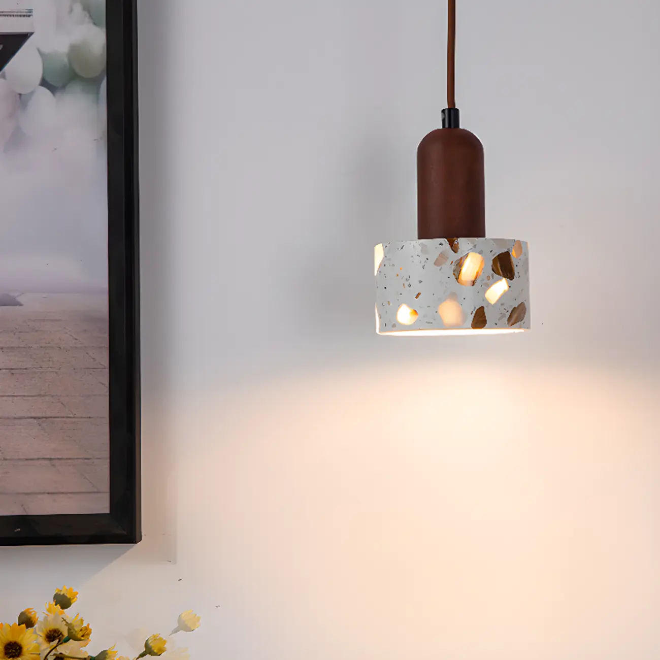 Modern Cylinder Marble Stone Adjustable Pendant Lighting Image - 4 | homeyfad