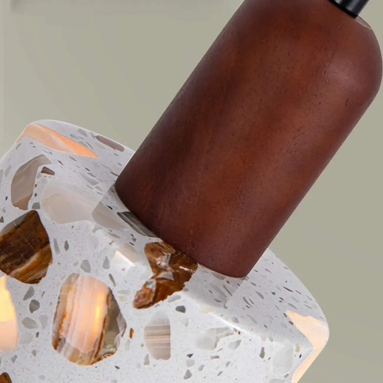 Modern Cylinder Marble Stone Adjustable Pendant Lighting Image - 9