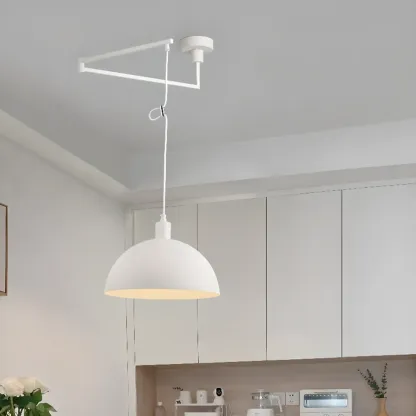 Modern Chrome Swing Arm Kitchen Pendant Light Adjustable Image - 3