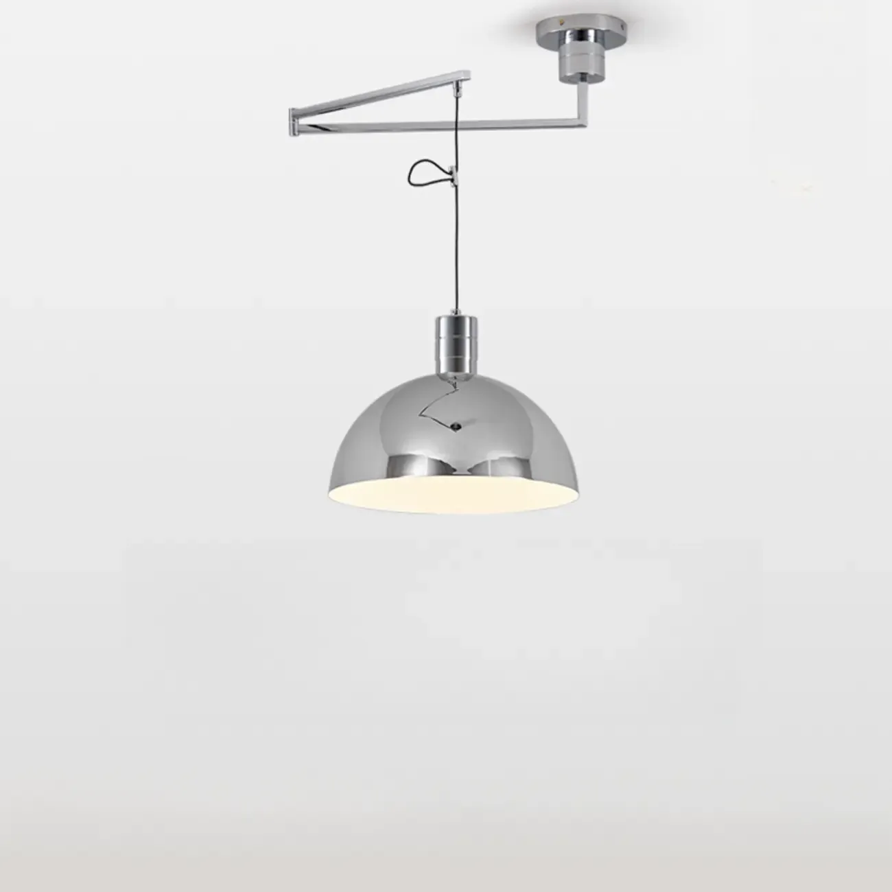 Modern Chrome Swing Arm Kitchen Pendant Light Adjustable Image - 8