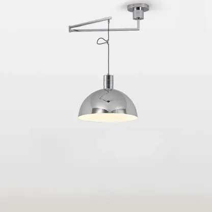 Modern Chrome Swing Arm Kitchen Pendant Light Adjustable Image - 8