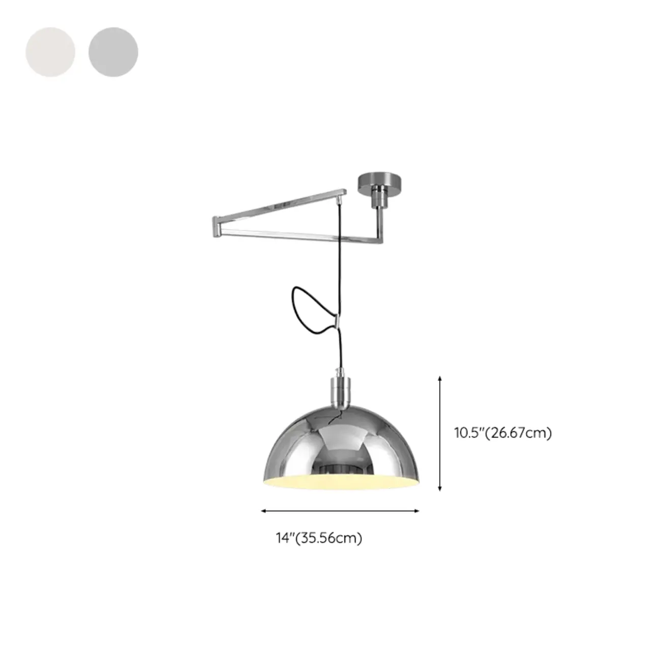 Modern Chrome Swing Arm Kitchen Pendant Light Adjustable #size | homeyfad