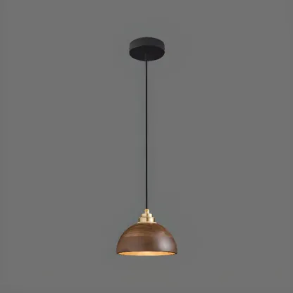 Modern Gold Walnut Wood Bowl Island Pendant Light