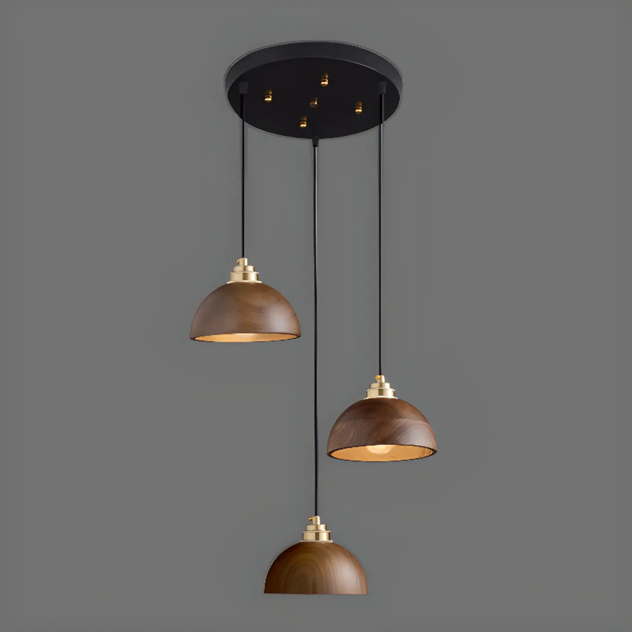 Modern Gold Walnut Wood Bowl Island Pendant Light | homeyfad