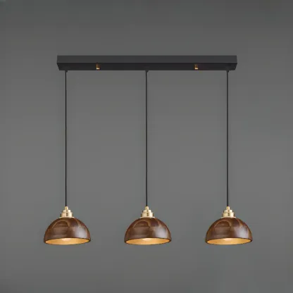 Modern Gold Walnut Wood Bowl Island Pendant Light