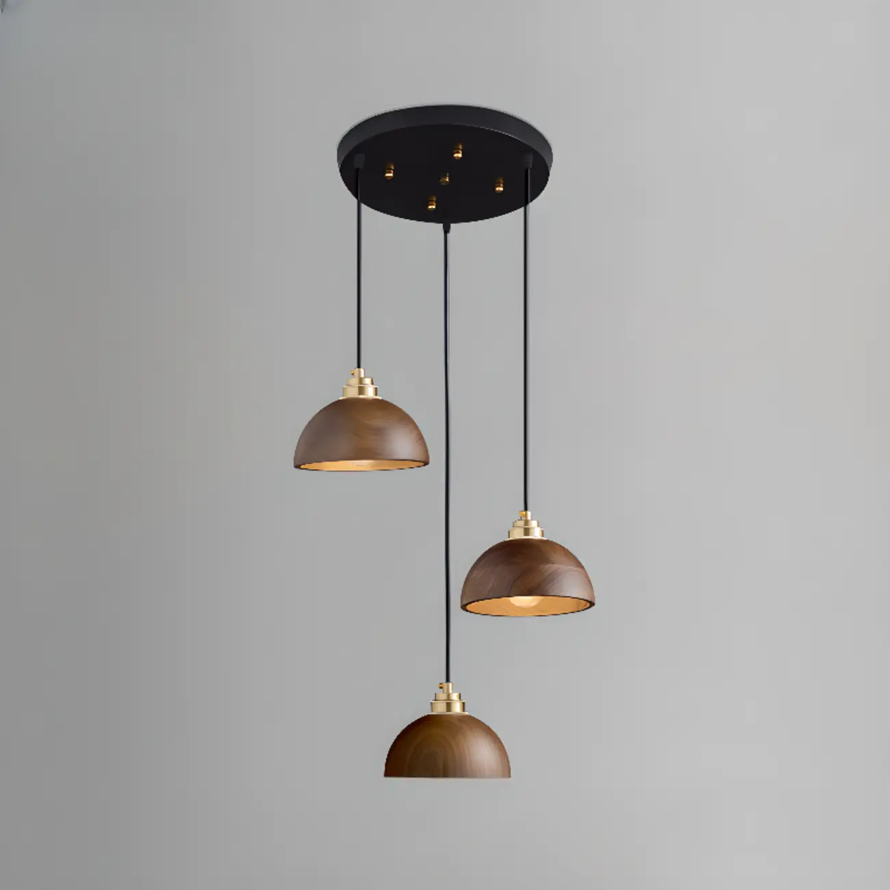 Modern Gold Walnut Wood Bowl Island Pendant Light | homeyfad