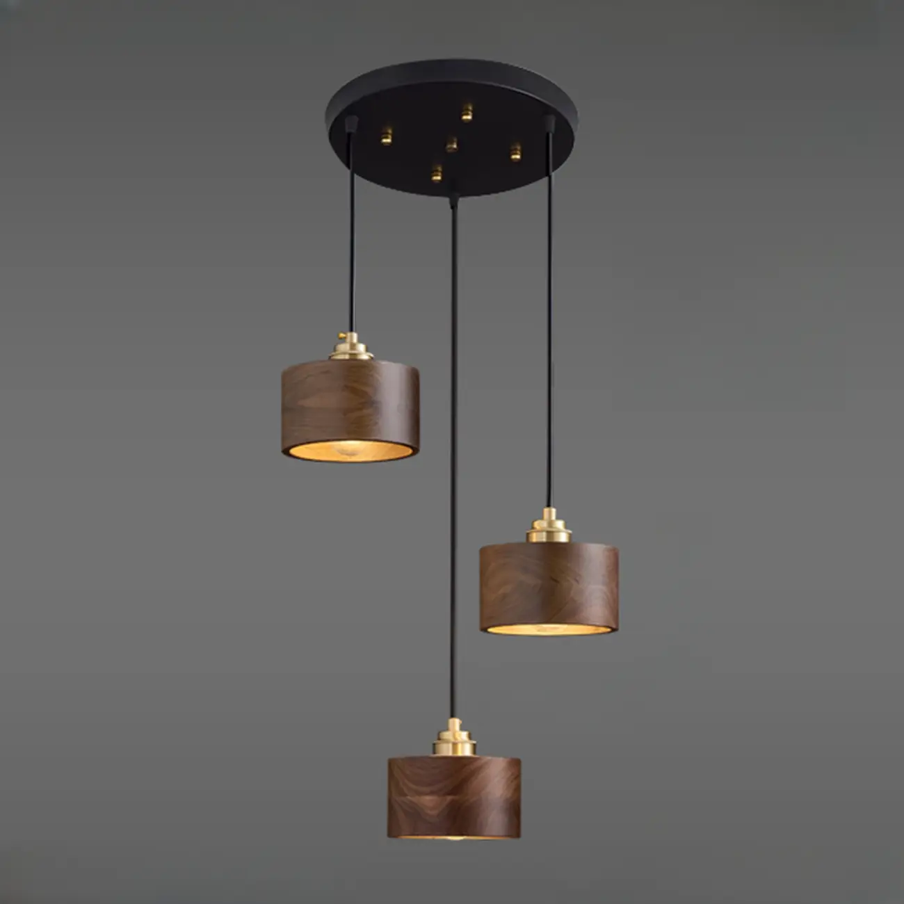 Modern Gold Walnut Wood Bowl Island Pendant Light | homeyfad