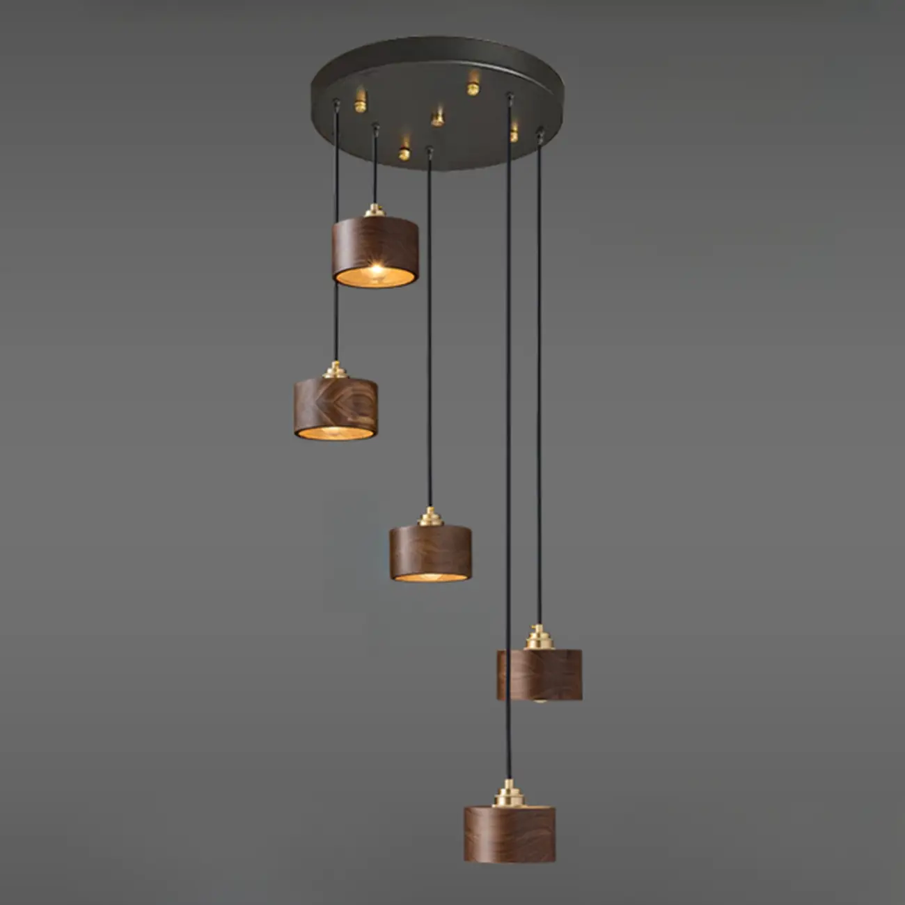 Modern Gold Walnut Wood Bowl Island Pendant Light | homeyfad