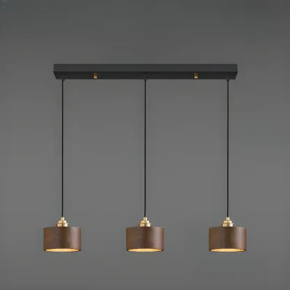 Modern Gold Walnut Wood Bowl Island Pendant Light