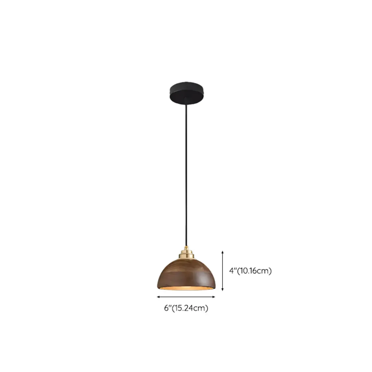 Modern Gold Walnut Wood Bowl Island Pendant Light
