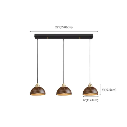 Modern Gold Walnut Wood Bowl Island Pendant Light
