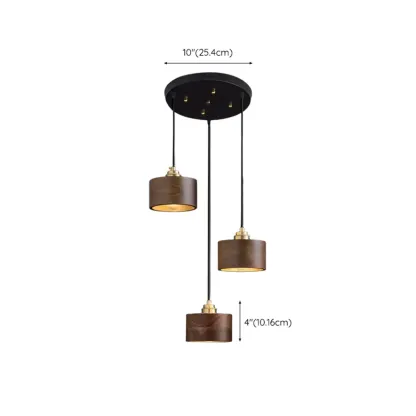 Modern Gold Walnut Wood Bowl Island Pendant Light