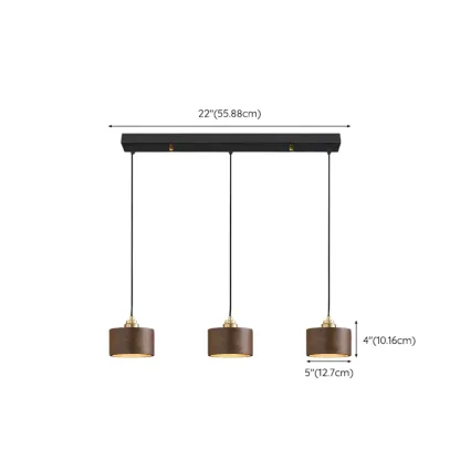 Modern Gold Walnut Wood Bowl Island Pendant Light