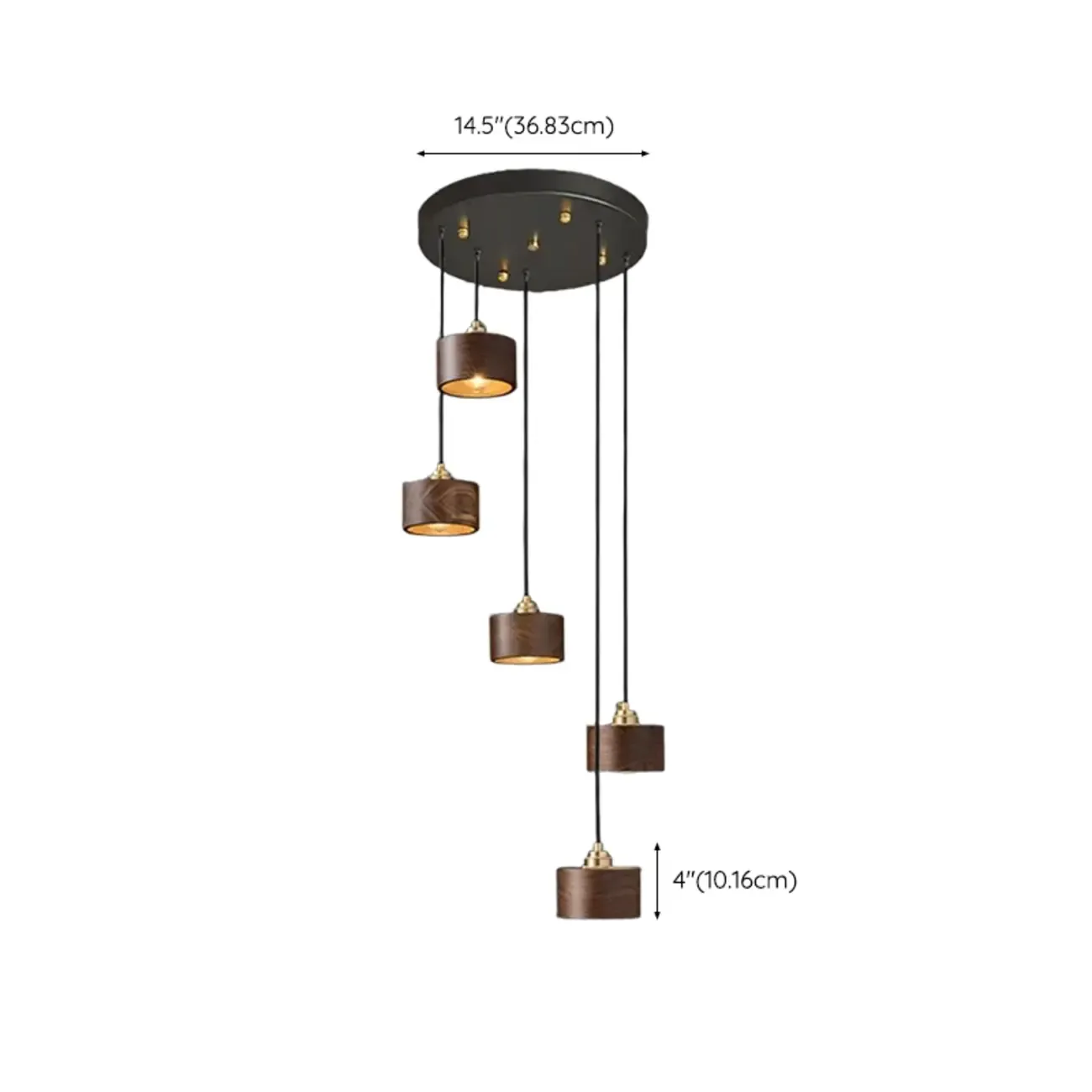 Modern Gold Walnut Wood Bowl Island Pendant Light