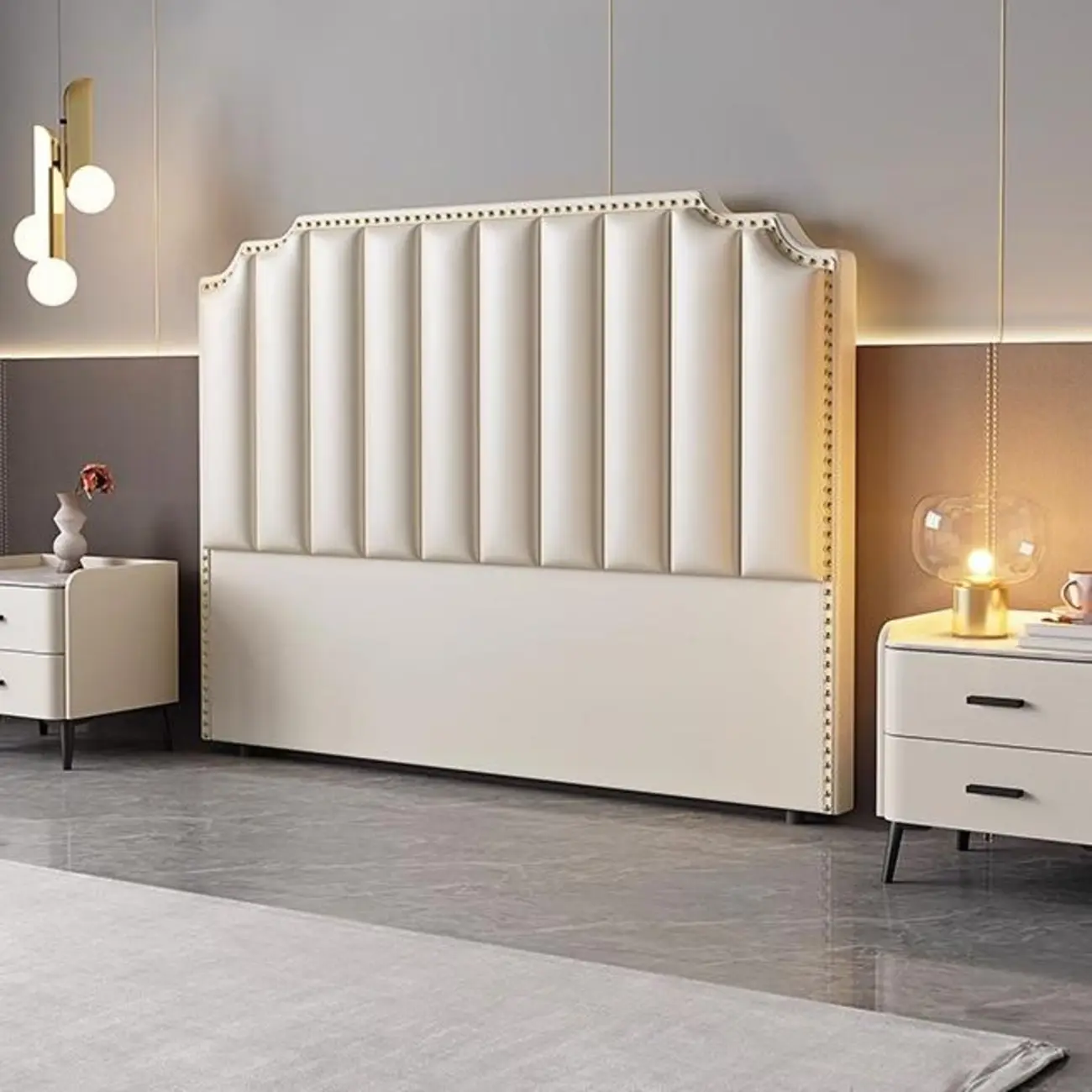 49" H Modern Stepped Wood Upholstered Headboard Image - 2 | homeyfad