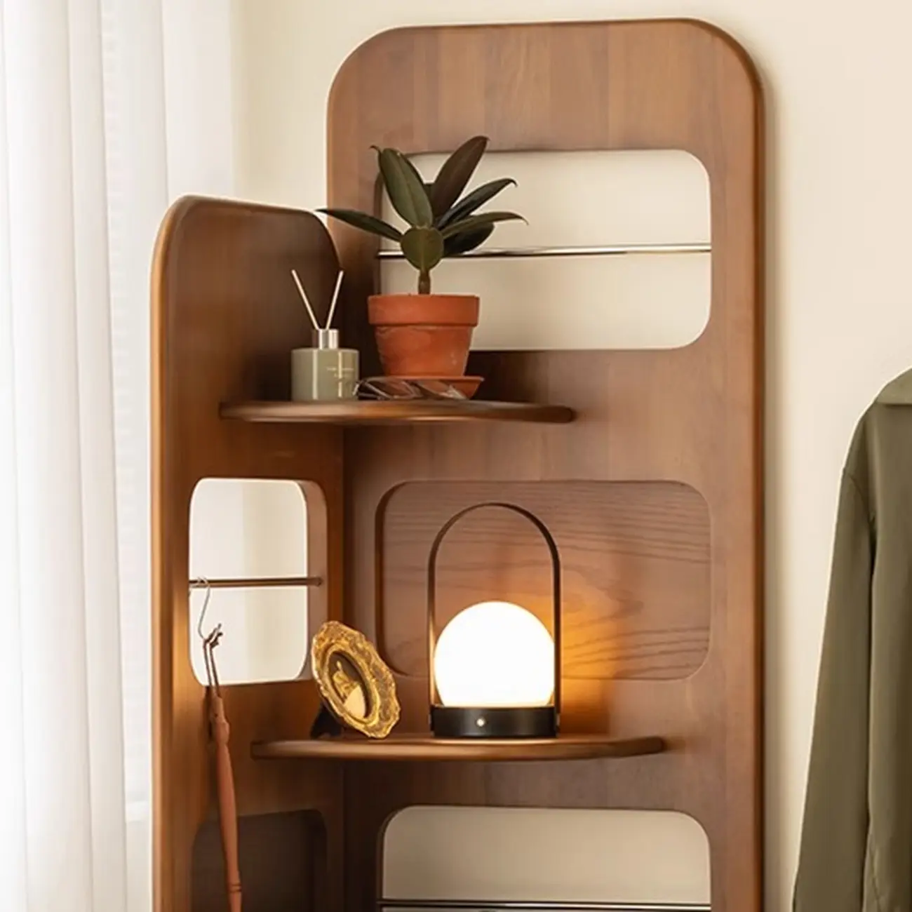 Mid Century Modern 5-tier Wood Display Corner Bookshelf Image - 9 | homeyfad