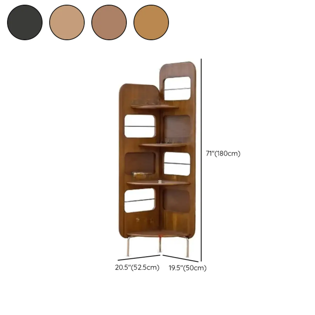 Mid Century Modern 5-tier Wood Display Corner Bookshelf #size | homeyfad