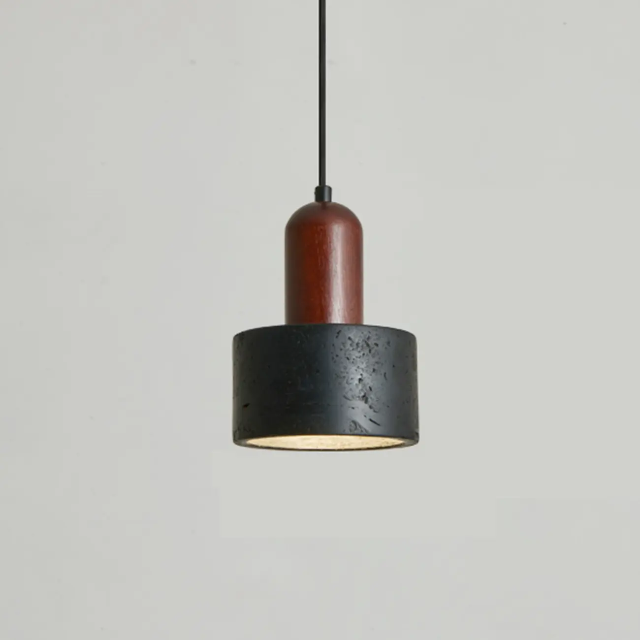 Black Stone Wood Cylinder Pendant Light for Bedroom | homeyfad