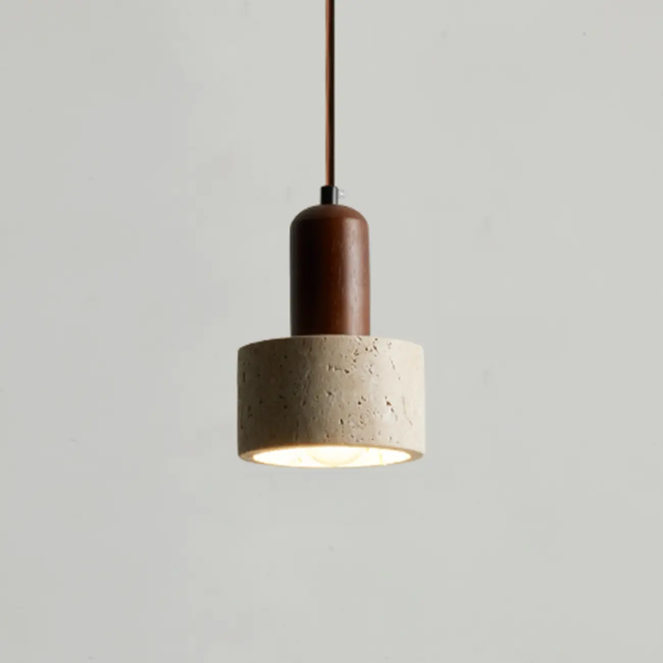 Black Stone Wood Cylinder Pendant Light for Bedroom | homeyfad
