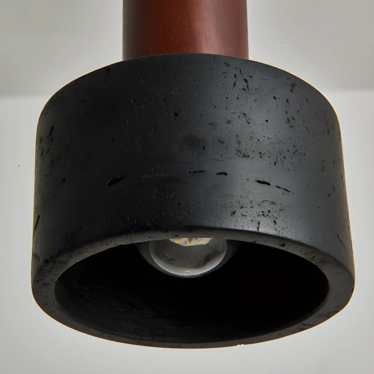 Black Stone Wood Cylinder Pendant Light for Bedroom | homeyfad
