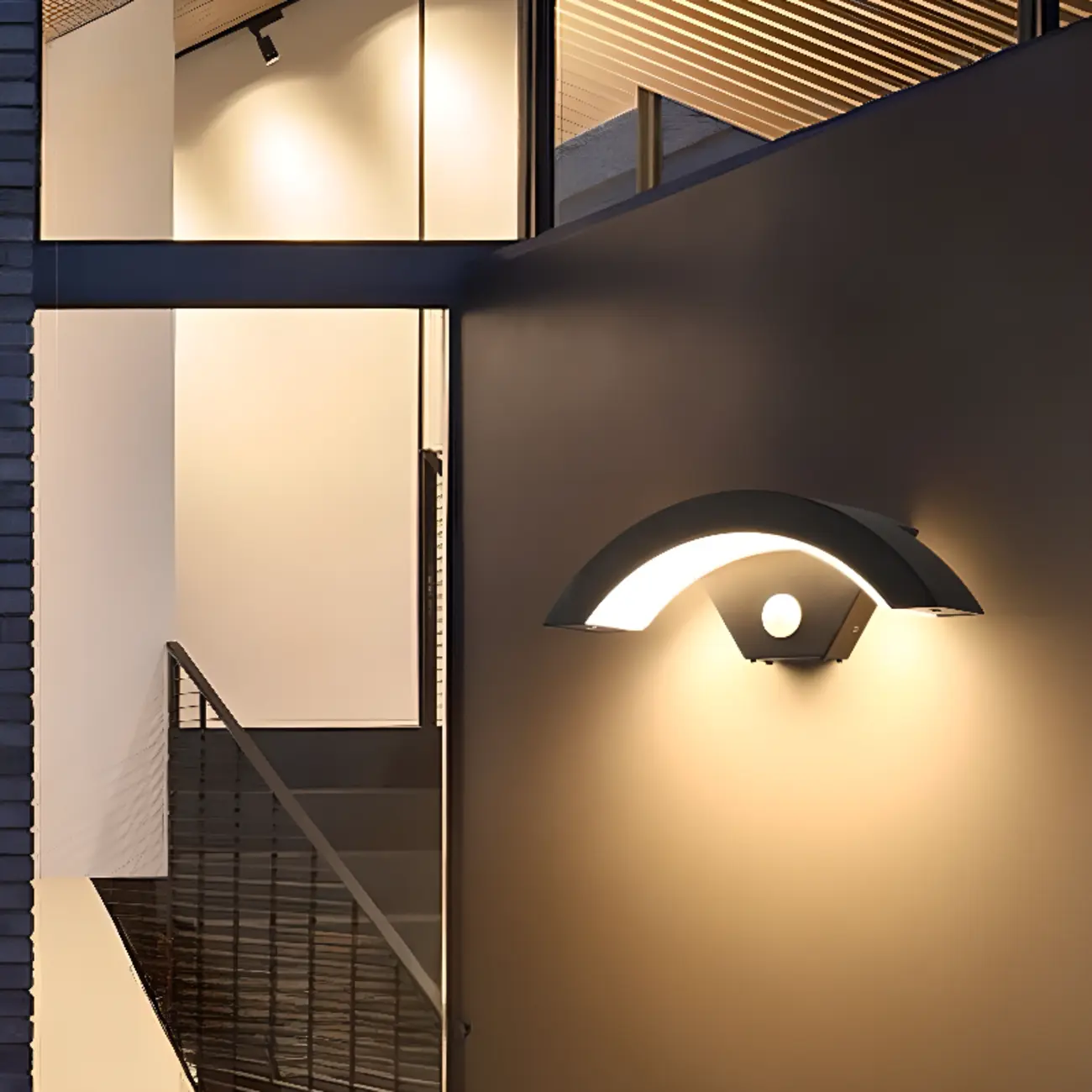 Modern Mini Metal Arc Outdoor LED Wall Light Weatherproof Image - 2 | homeyfad