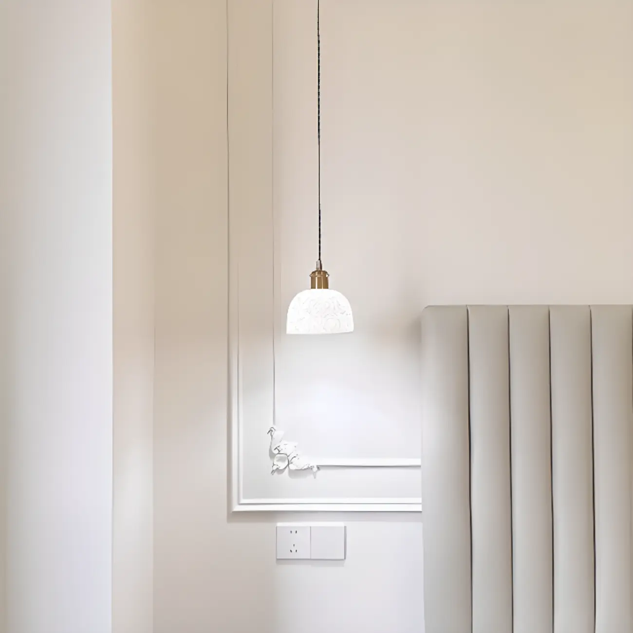 Elegant Rose Ceramic Dome Pendant Light for Bedroom Image - 4 | homeyfad