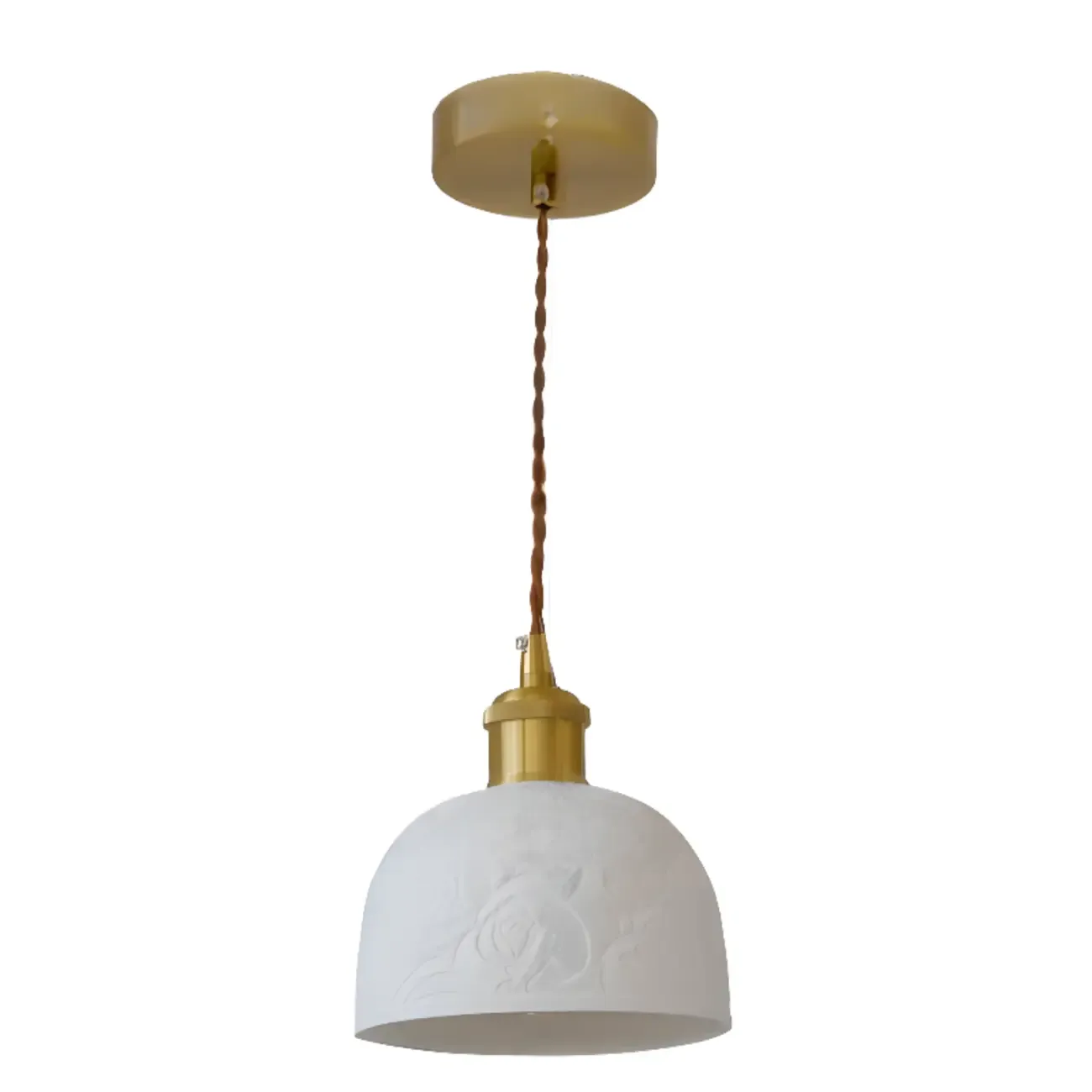 Elegant Rose Ceramic Dome Pendant Light for Bedroom Image - 5