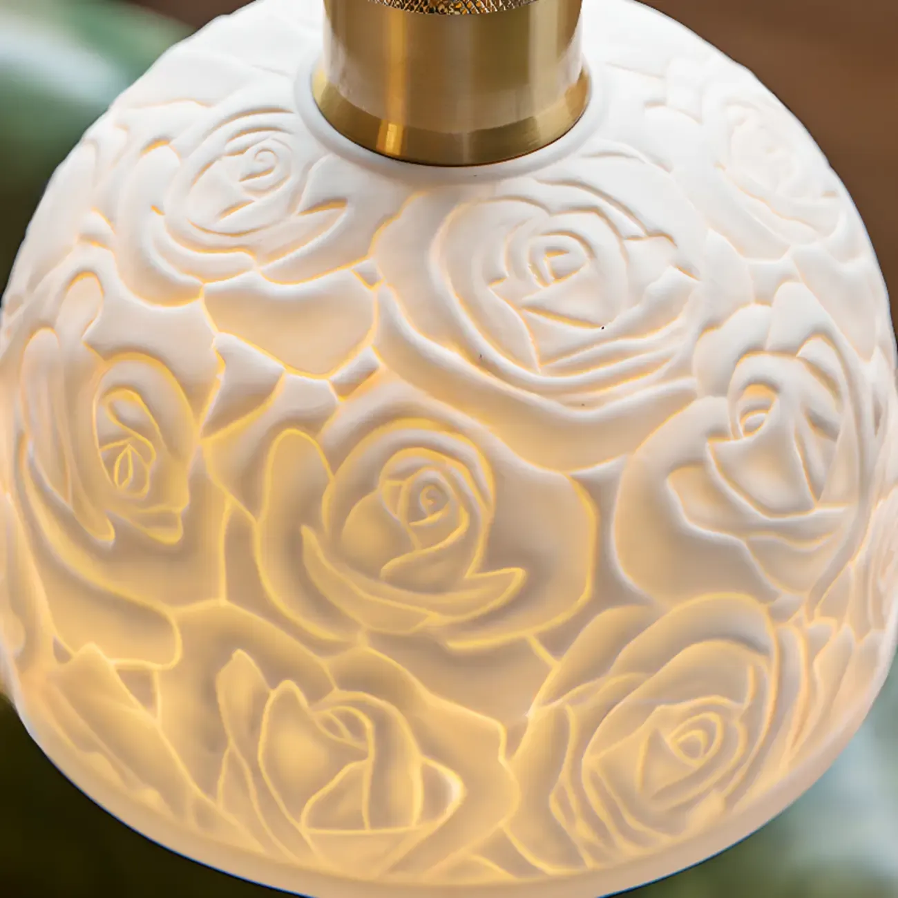 Elegant Rose Ceramic Dome Pendant Light for Bedroom Image - 6