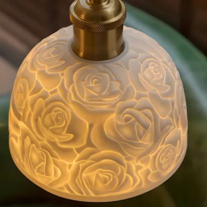 Elegant Rose Ceramic Dome Pendant Light for Bedroom Image - 9